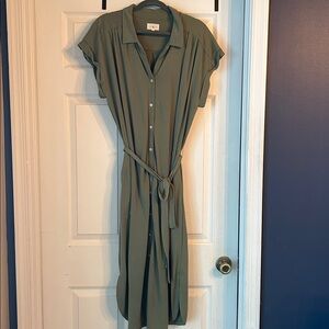 Lou & Grey Sage Green Midi Shirt Dress